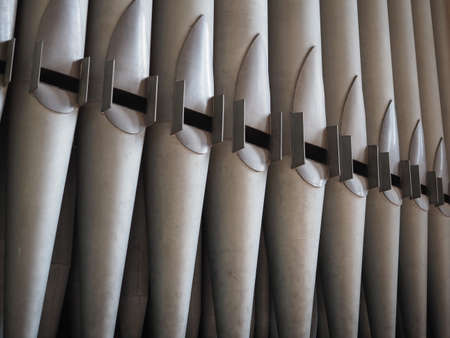 pipes of church pipe organ keyboard music instrument