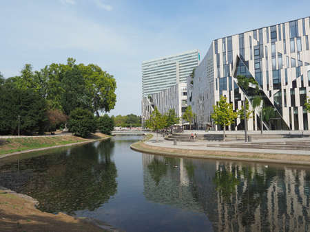 DUESSELDORF, GERMANY - CIRCA AUGUST 2019: Duessel Riverのeditorial素材