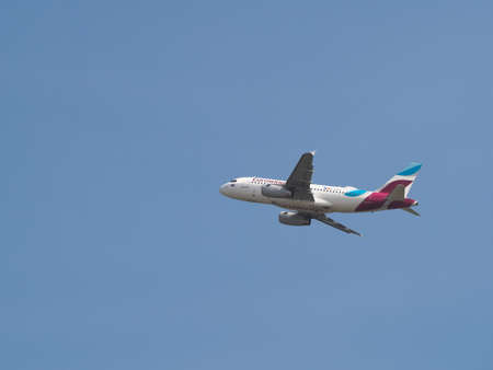 KOELN, GERMANY - CIRCA AUGUST 2019: Eurowings Airbus A319-132 flyingのeditorial素材