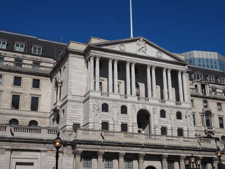The historical building of the Bank of England in London, UKの写真素材