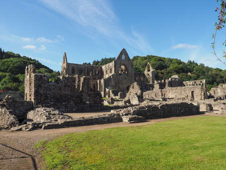 Tintern Abbey (Abaty Tyndyrn in Welsh) ruins in Tintern, UK