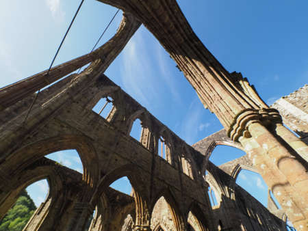 TINTERN, UK - CIRCA SEPTEMBER 2019: Tintern Abbey (Abaty Tyndyrn in Welsh) ruins