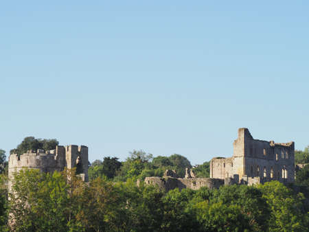Ruins of Chepstow Castle (Castell Cas-gwent in Welsh) in Chepstow, UKのeditorial素材