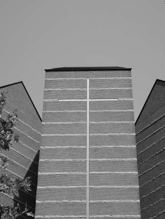 Chiesa del Santo Volto Church in Turin, Italy in black and white