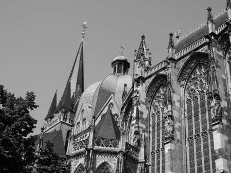 Aachener Dom cathedral church in Aachen, Germany in black and whiteの写真素材