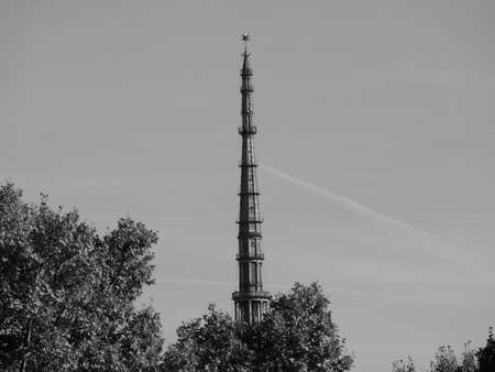 The Mole Antonelliana in Piedmont, Turin, Italy in black and whiteの写真素材