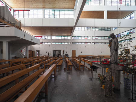 AACHEN, GERMANY - CIRCA AUGUST 2019: St Bonifatius church designed by Rudolf Schwarz