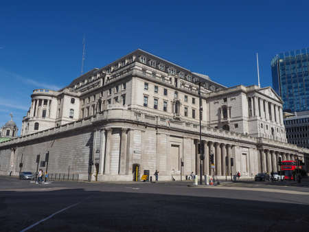 LONDON, UK - CIRCA SEPTEMBER 2019: The historical building of the Bank of England