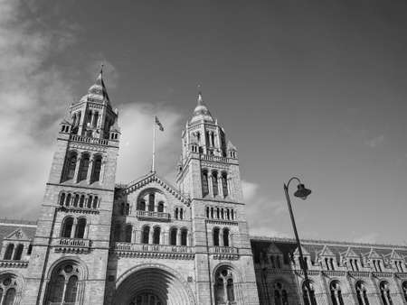The Natural History Museum on Exhibition Road in South Kensington in London, UK in black and whiteのeditorial素材