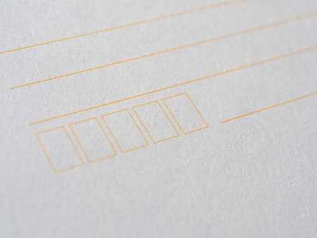 blank form with fields for address and postcode, white paper texture useful as a backgroundの写真素材