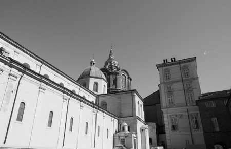 Cappella della Sindone meaning Holy Shroud chapel at Turin Cathedral, Italy in black and whiteの写真素材