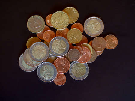 Euro coins money (EUR), currency of European Union