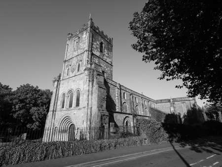 Parish and Priory Church of St Mary in Chepstow, UK in black and white