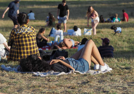 LONDON, UK - CIRCA SEPTEMBER 2019: People on Primrose Hill north of Regent's Parkのeditorial素材
