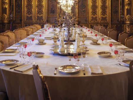 TURIN, ITALY - CIRCA JANUARY 2020: Palazzo Reale (translation Royal Palace) dining room