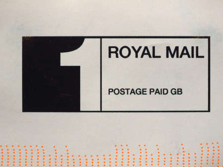 LONDON, UK - CIRCA DECEMBER 2019: Royal Mail stamp on letter