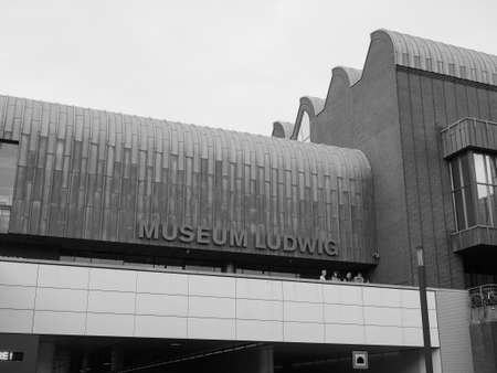 KOELN, GERMANY - CIRCA AUGUST 2019: Museum Ludwig for the art of the 20th and 21st centuries in black and whiteのeditorial素材