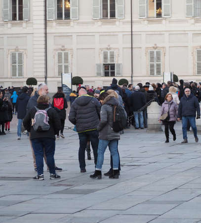 TURIN, ITALY - CIRCA JANUARY 2020: People waiting in line for the free visit to museums in the first...