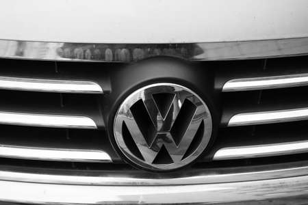 WOLFSBURG, GERMANY - CIRCA DECEMBER 2019: Volkswagen sign on carのeditorial素材