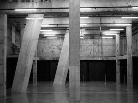 LONDON, UK - CIRCA SEPTEMBER 2019: Tate Modern art gallery in South Bank power station in black and...