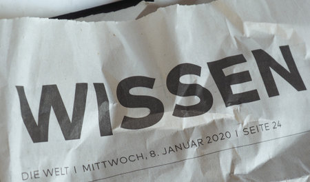 HAMBURG, GERMANY - CIRCA JANUARY 2020: Wissen (translation Knowledge) on German newspaper Die Welt...