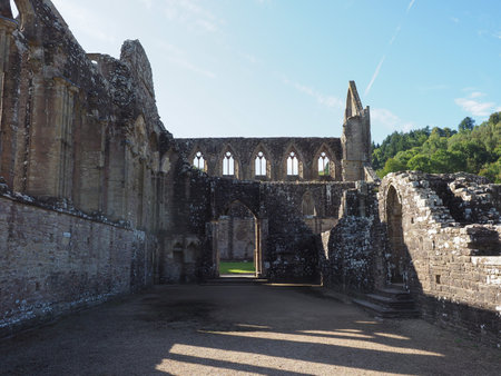 TINTERN, UK - CIRCA SEPTEMBER 2019: Tintern Abbey (Abaty Tyndyrn in Welsh) ruinsのeditorial素材
