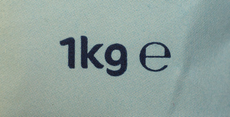 1 kg net weight on a product package