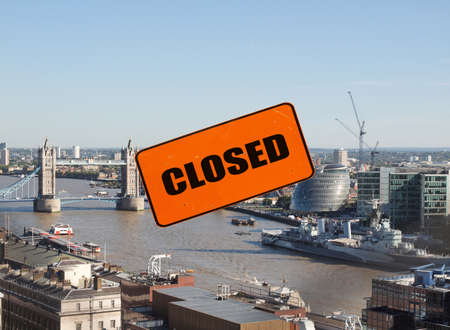 Aerial view of London with closed signの写真素材