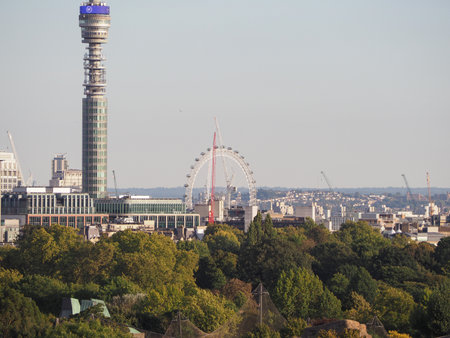 LONDON, UK - CIRCA SEPTEMBER 2019: View of London skyline from Primrose Hill north of Regent's Parkのeditorial素材