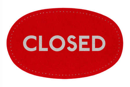Red closed sign isolated over white backgroundの写真素材