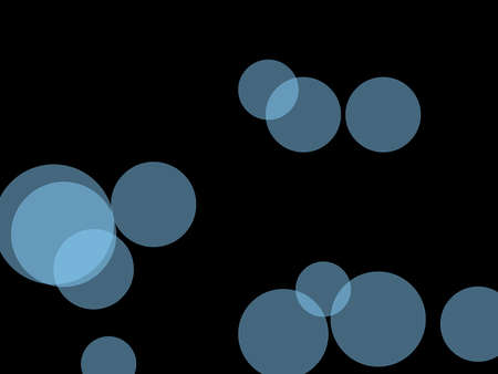 Abstract minimalist blue illustration with circles and black background