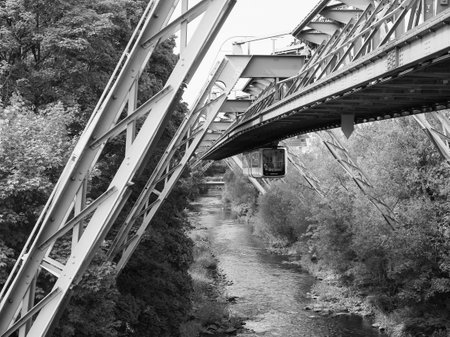 WUPPERTAL, GERMANY - CIRCA AUGUST 2019: Wuppertaler Schwebebahn (meaning Wuppertal Suspension...