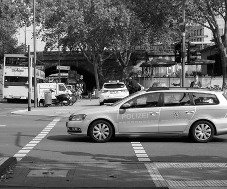 KOELN, GERMANY - CIRCA AUGUST 2019: Polizei (Police) car in black and whiteのeditorial素材
