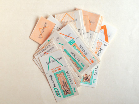 MILAN, ITALY - CIRCA JUNE 2020: Vintage Milan public transport ticketのeditorial素材