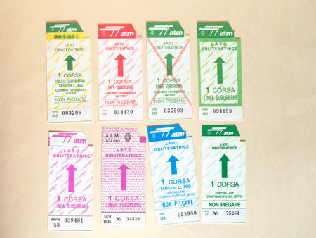 TURIN, ITALY - CIRCA JUNE 2020: Vintage Turin public transport ticketのeditorial素材