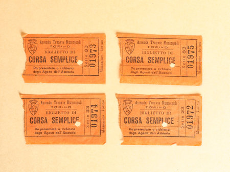 TURIN, ITALY - CIRCA JUNE 2020: Vintage Turin public transport ticket