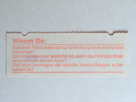 MAINZ, GERMANY - CIRCA JUNE 2020: Vintage Mainz public transport ticket