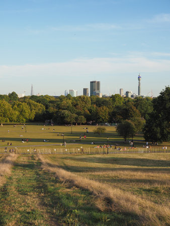LONDON, UK - CIRCA SEPTEMBER 2019: View of London skyline from Primrose Hill north of Regent's Parkのeditorial素材