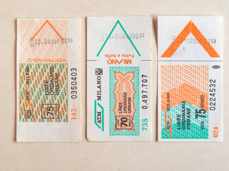 MILAN, ITALY - CIRCA JUNE 2020: Vintage Milan public transport ticketのeditorial素材