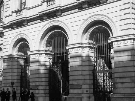 LONDON, UK - CIRCA SEPTEMBER 2019: Foreign and Commonwealth office in black and whiteの写真素材