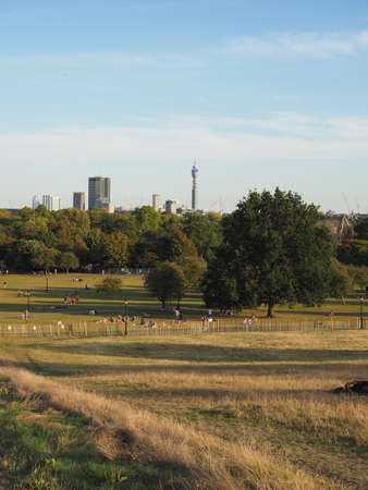 LONDON, UK - CIRCA SEPTEMBER 2019: View of London skyline from Primrose Hill north of Regent's Park