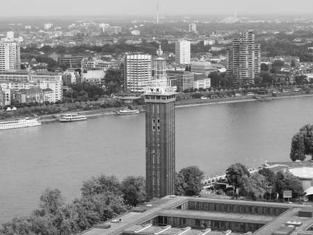KOELN, GERMANY - CIRCA AUGUST 2019: Messeturm (meaning Fair tower) in black and whiteのeditorial素材