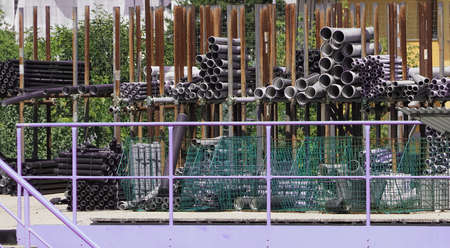 plastic and steel tubes and pipes storage