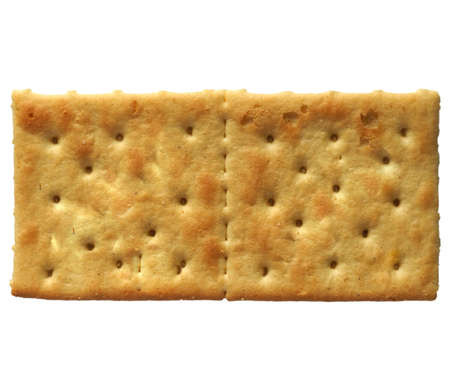 salted cracker biscuit dry backed stapled food isolated over white background