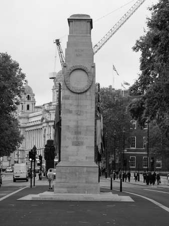 LONDON, UK - CIRCA SEPTEMBER 2019: Cenotaph war memorial to commemorate the deads of all wars in black and whiteのeditorial素材