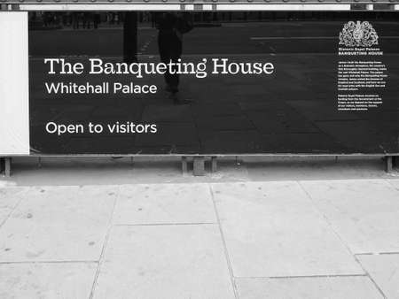LONDON, UK - CIRCA SEPTEMBER 2019: Banqueting House Whitehall Palace in black and whiteのeditorial素材