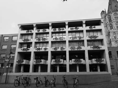 KOELN, GERMANY - CIRCA AUGUST 2019: Koelner Rathaus (Town Hall) building in black and whiteのeditorial素材