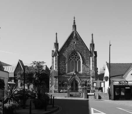CHEPSTOW, UK - CIRCA SEPTEMBER 2019: Chepstow Methodist Church in black and whiteのeditorial素材