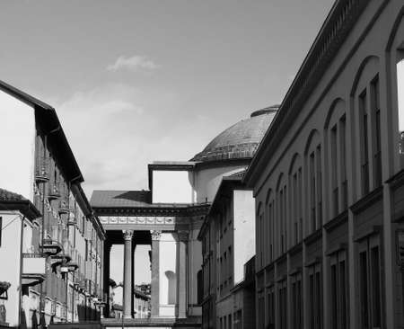 Church of La Gran Madre in Turin, Italy in black and whiteの写真素材