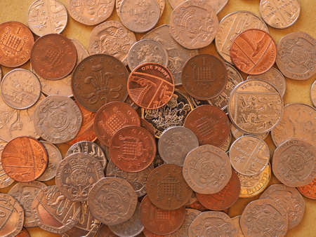 Pound coins money (GBP), currency of United Kingdom